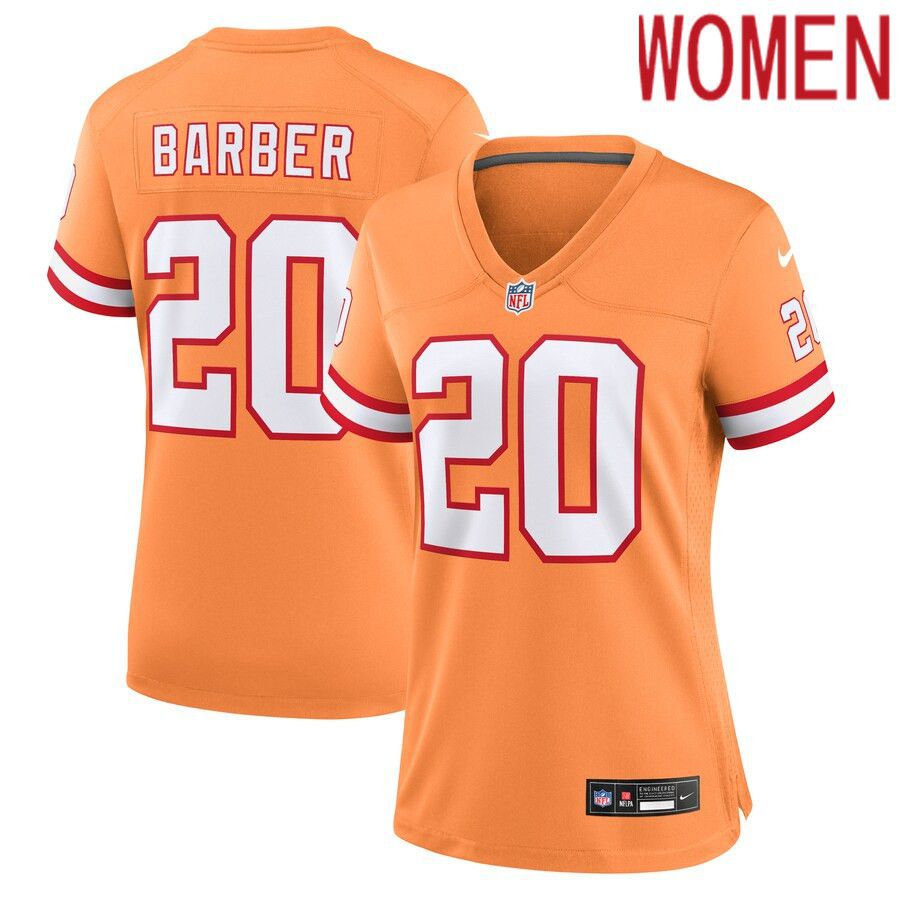 Women Tampa Bay Buccaneers #20 Ronde Barber Nike Orange Throwback Game NFL Jersey->women nfl jersey->Women Jersey